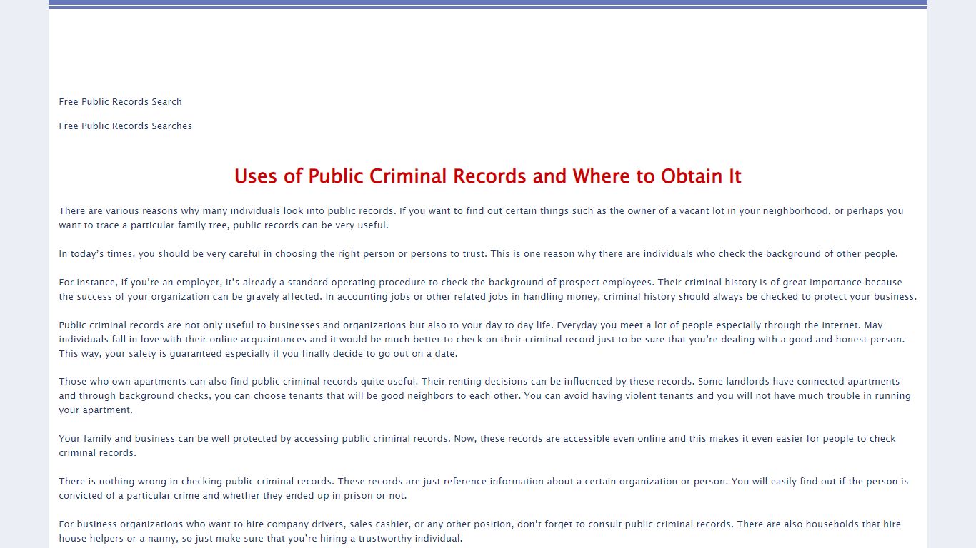 Uses of Public Criminal Records and Where to Obtain It - Google